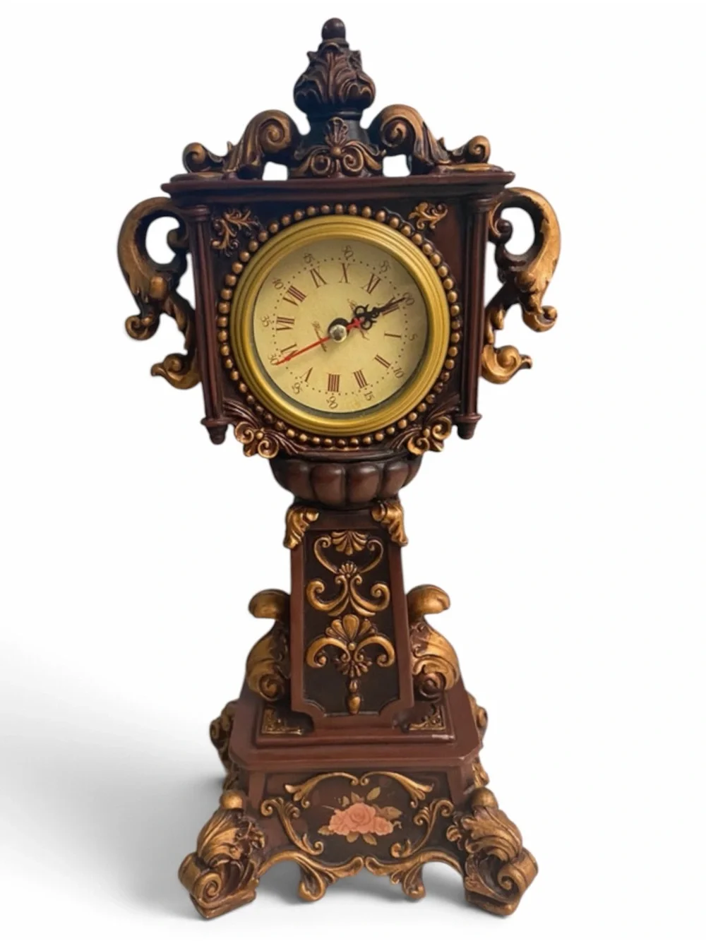 Vintage Brown and Gold Ornate Mantel Clock